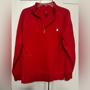 Red Quarter-Zip Men's Sweater with Apple Logo